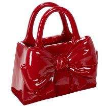 Itens Vaso decorativo em formato de bolsa com laço, acabamento brilhante, 22 cm