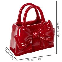 Itens Vaso decorativo em formato de bolsa com laço, acabamento brilhante, 22 cm