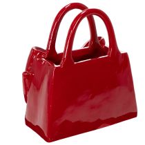 Itens Vaso decorativo em formato de bolsa com laço, acabamento brilhante, 22 cm