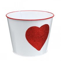 Itens Vaso de flores branco com coração em vaso vermelho Ø18cm A13,5cm