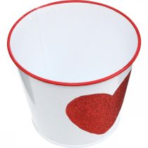 Itens Vaso de flores branco com coração em vaso vermelho Ø13cm A10.5cm