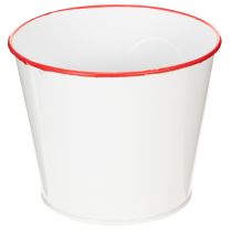 Itens Vaso de flores branco com coração vermelho, floreira, Ø13cm A10,5cm