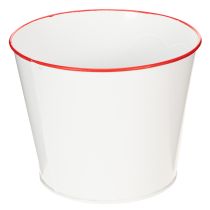 Itens Vaso de flores branco com coração vermelho, floreira, Ø18cm A13,5cm