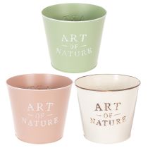 Itens Conjunto de 3 Vasos Redondos de Metal com Design Vintage "Art of Nature" 17 cm