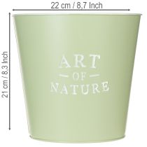 Itens Vaso de zinco, floreira de metal, verde menta, Ø22cm, A21cm