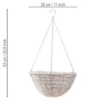 Itens Vaso de flores pendurado palha natural branco Ø28cm H15cm 2 unidades