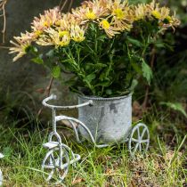 Vaso para flores, bicicleta, metal vintage, branco lavado 24 × 13 × 14cm