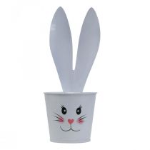 Floreira coelheira jardineira metal branco decoração de Páscoa Ø8cm A20,5cm 4uds
