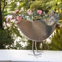 Vaso de Flores Frango Metal Pássaro Metálico Rosé 51×16×37cm
