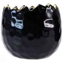 Itens Vaso de cerâmica em formato de ovo, preto, Ø10cm, A8cm, 2 peças
