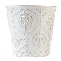 Itens Vaso de cerâmica branco creme bege Ø13,5cm 2 unidades