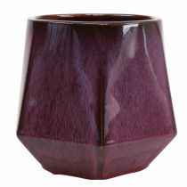 Floreira Vaso de Cerâmica Vermelho Hexagonal Ø18cm A15cm