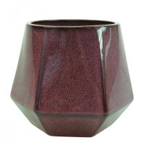 Itens Floreira Vaso de Cerâmica Vermelho Hexagonal Ø14cm A12cm