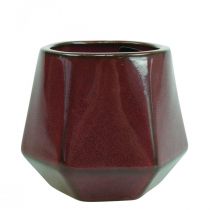 Itens Floreira Vaso de Cerâmica Vermelho Hexagonal Ø10cm A9cm