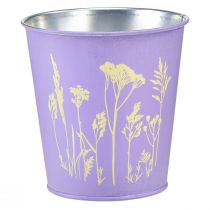 Itens Vaso de flores em metal flores roxas Ø10cm Alt.10,5cm