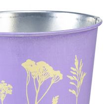 Itens Vaso de flores em metal flores roxas Ø10cm Alt.10,5cm