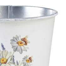 Itens Vaso de flores de metal flores brancas 12,5cm Alt.11,5cm