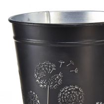 Itens Vaso de flores preto e prateado, floreira de metal, Ø12,5cm A11,5cm