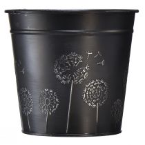Itens Vaso de flores em metal prateado preto Ø12,5cm Alt.11,5cm