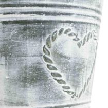 Vaso de flores coração de metal shabby chic Ø17,5 cm A15,5 cm