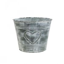 Vaso floreira shabby chic coração de metal Ø17cm A13,5cm
