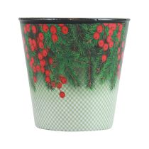 Vaso de flores balde de Natal Ilex Ø13cm Alt.11,5cm