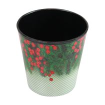 Vaso de flores balde de Natal Ilex Ø13cm Alt.11,5cm
