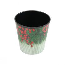 Vaso de flores balde de Natal Ilex Ø11cm Alt.10,5cm