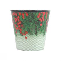 Vaso de flores balde de Natal Ilex Ø11cm Alt.10,5cm