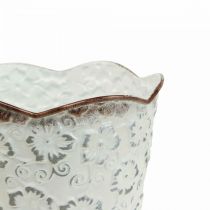 Floreira cachepot de metal branco vaso Ø13cm A11,5cm
