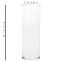 Itens Vaso de flores em formato cilíndrico de vidro fino, pode ser usado como vaso de vidro ou como peça decorativa alta, 30 cm