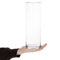 Itens Vaso de flores em formato cilíndrico de vidro fino, pode ser usado como vaso de vidro ou como peça decorativa alta, 30 cm