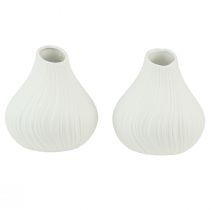 Vaso de flores em cerâmica formato de cebola branco Ø13cm Alt.13,5cm 2 unidades