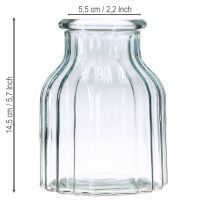Itens Vasos de flores de vidro com ranhuras design azul Ø11cm H14,5cm 2 unidades