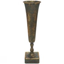 Vaso de chão em metal dourado cinza aspecto antigo Ø15,5cm Alt.57cm