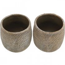 Itens Boho vaso de flores cachepot cerâmica trançada look Ø9cm H10.5cm 2pcs