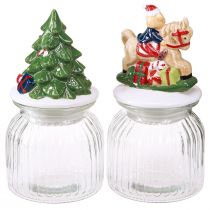 Itens Pote de doces com tampa bomboneira de Natal Alt.20cm 2 unidades