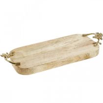 Bandeja de madeira com decoração de flor de cerejeira, madeira de manga, decoração de mesa C50cm