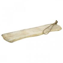 Bandeja de madeira, bandeja com cordão, madeira natural lavada de branco, shabby chic L60cm