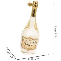 Itens Conjunto de pingente com garrafa e taça de champanhe, decoração para árvore de Natal, 14 cm, 2 peças
