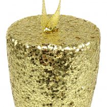 Gancho de taça de champanhe ouro claro glitter 15cm Véspera de Ano Novo e Natal