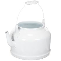 Itens Charmoso bule decorativo branco, vaso de metal em estilo campestre, vaso vintage 27x20,5cm