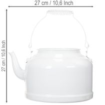 Itens Charmoso bule decorativo branco, vaso de metal em estilo campestre, vaso vintage 27x20,5cm