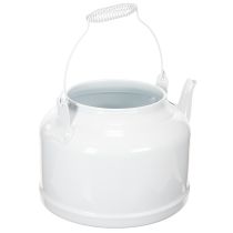 Itens Charmoso bule decorativo branco, vaso de metal em estilo campestre, vaso vintage 27x20,5cm