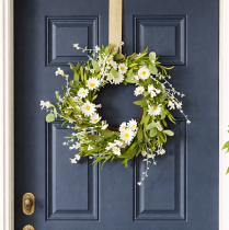 Itens Guirlanda artificial de margaridas, com aparência natural e durável, para decoração de portas e paredes, 55 cm