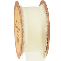 Itens Fita de tecido chiffon creme com franjas 40mm 15m
