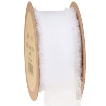 Itens Fita de chiffon fita de tecido branco com franjas 40mm 15m