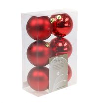 Itens Enfeites de Natal de plástico vermelho para árvore de Natal, 8 cm, 6 peças