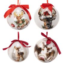 Itens Enfeite de Natal com motivo de veado e fita para pendurar, 7 cm, 4 peças