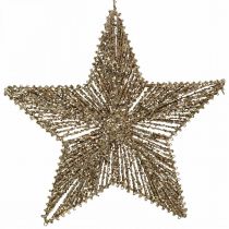 Itens Decorações para árvores de Natal, decorações de Advento, pingentes de estrela dourados W30cm 4 unidades